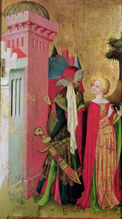 St. Barbara in einem Turm von ihrem Vater eingesperrt, vom St. Barbara Altar von Master Francke